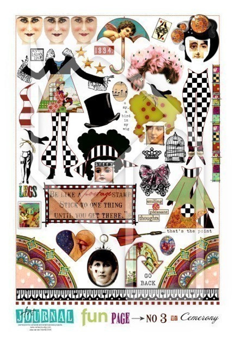 Art Journal Page Fun Digital Collage Print Sheets no157 and 158 image 2