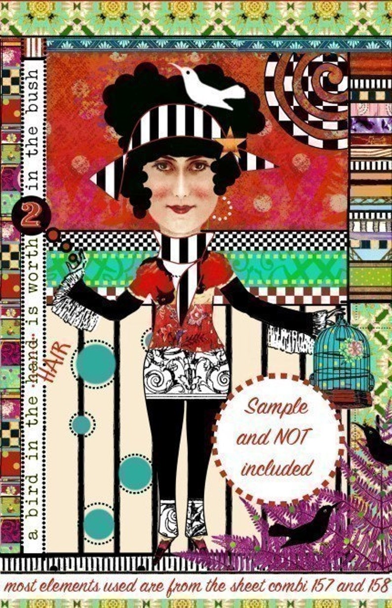 Art Journal Page Fun Digital Collage Print Sheets no157 and 158 image 4