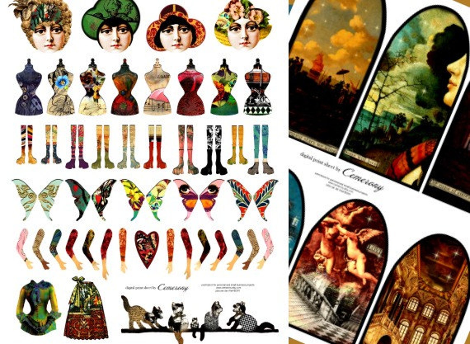 Paper Dolls With Backgrounds Digital Collage Print Sheet No222 Etsy