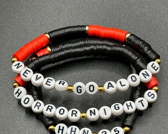 Halloween Horror Nights Themed Bracelets - Never Go Alone, Horror Nights, HHN 35; Friendship Bracelets, Gifting & Trading, HHN 2026