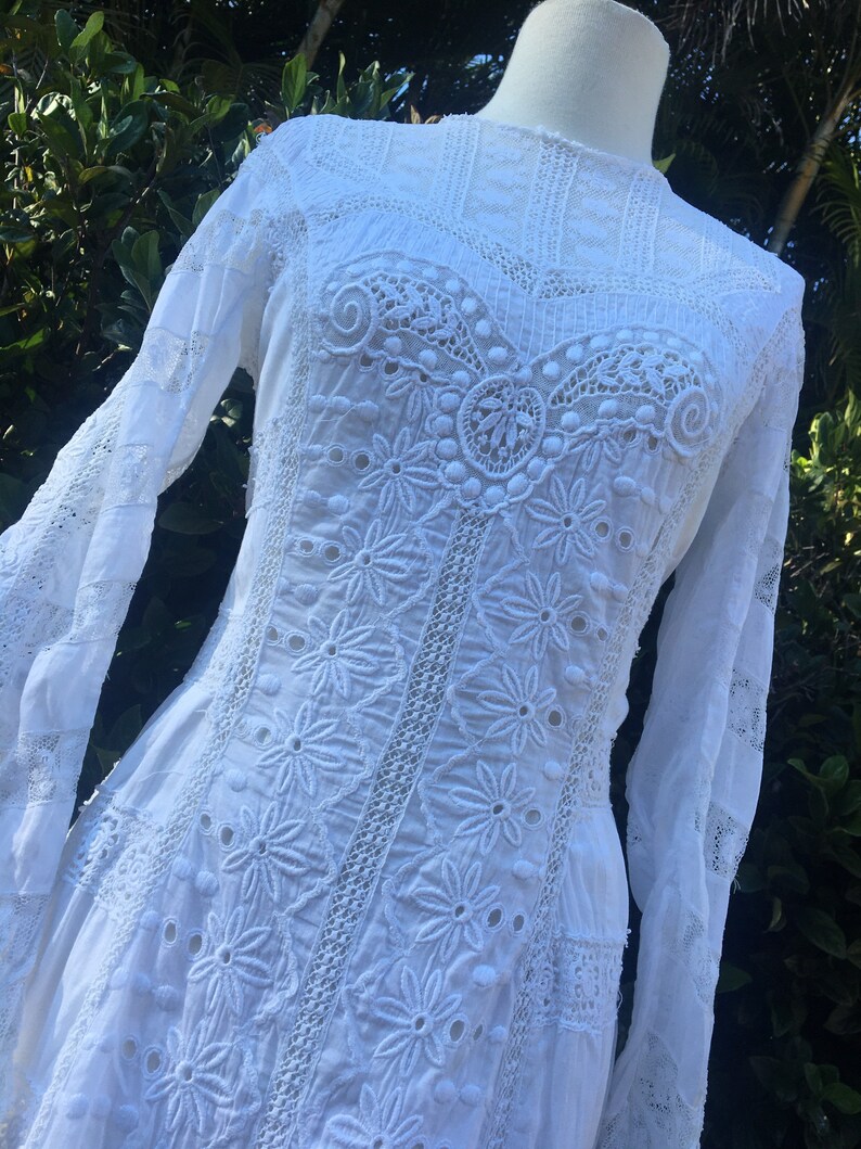 1900 victorienne Edwardian blanc Lawn Maxi robe taille | Etsy