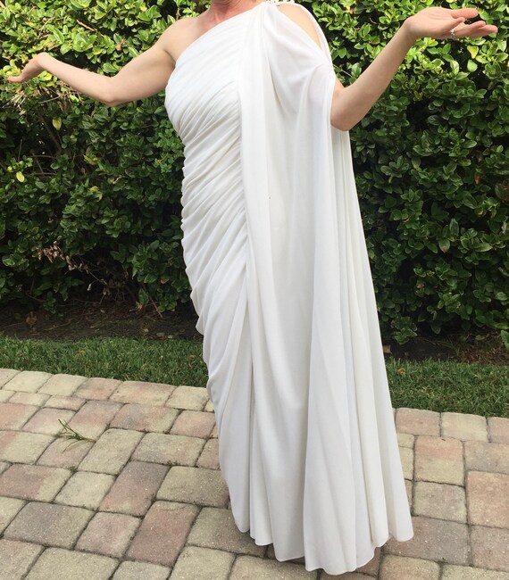 ESTEVEZ 1970’s Studio 54 one shoulder Grecian Godd