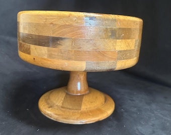 Hand-made Wooden Pedestal Bowl