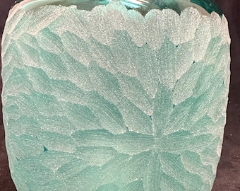 Podobny do wazonu Vintage Art Glass Teal Green Chrysanthemum 7”