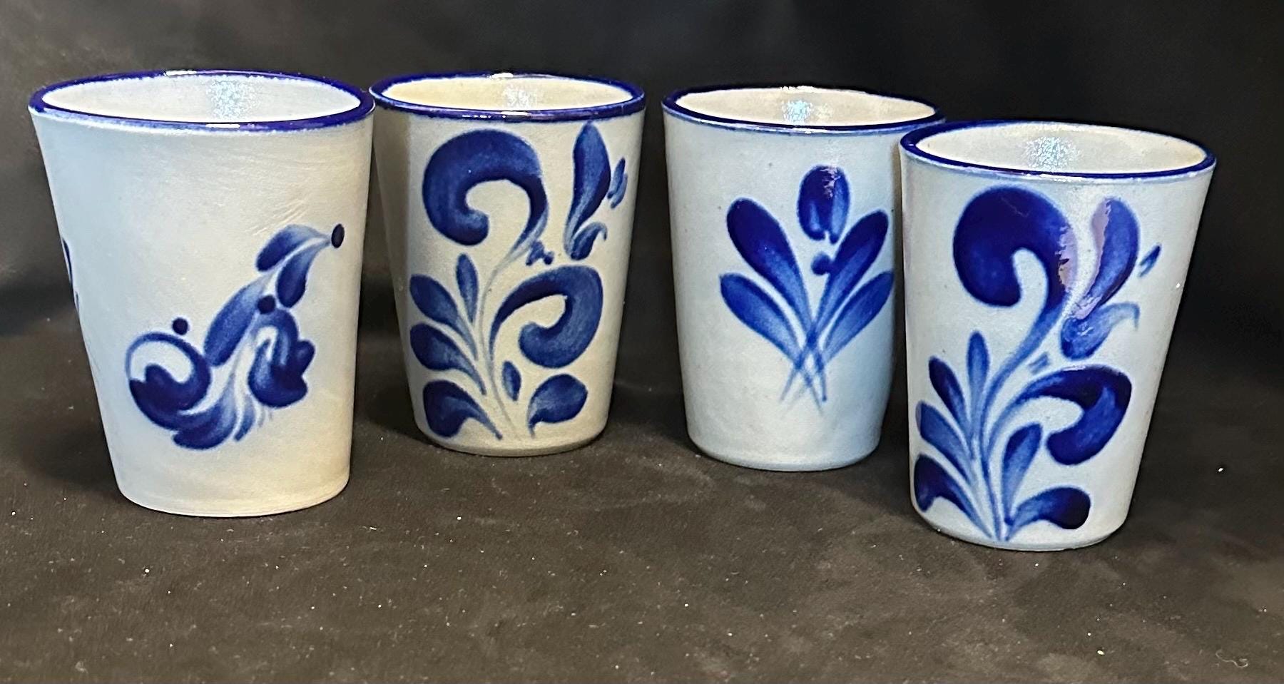 Salt Glaze Cobalt Blue Tumbler Cups From Germany (set of 4) - Etsy