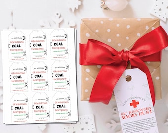 Afdrukbaar kerstcoal-cadeaulabel, labeltje kolen uit de noordpool, kerstcoal bedrijfslabel, kerststeenkoolkoekje, instant download