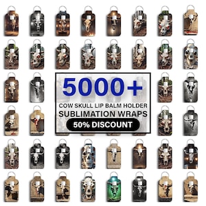 5000 lippenbalsemhouder sublimatiewraps, magere lippenbalsemhouder, lippenbalsemhouder png, koeienschedel lippenbalsemwraps, dieren sleutelhangerontwerp