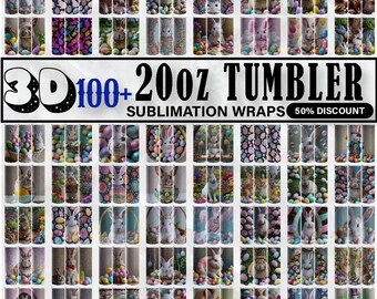 100 20oz Easter Tumbler Wrap, Skinny Sublimation Designs Tumbler PNG, Bunny Tumbler Wrap PNG, Easter Sublimation Design, Rabbit Tumbler Wrap