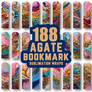 188 Agat bokmärkespapper, Agatstenspaket, Marmorkristaller bokmärke, Geod Agat bokmärkespapper, Färgglad Keramisk Mugg, Sublimeringsdesign