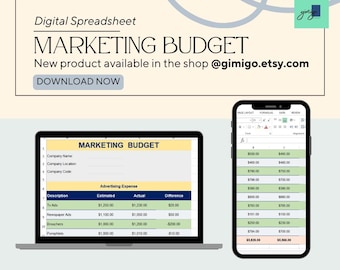 Roczny arkusz kalkulacyjny do planowania budżetu marketingowego | Szablon kalendarza marketingowego Excel Google Sheets