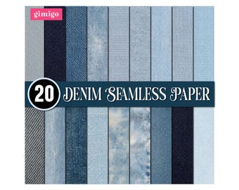 Blue Denim Texture Seamless Digital Paper, Digital Denim Seamless Paper Pack, Blue Fabric Texture, Printable Paper, Blue Jeans Texture