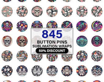 3 "Knopf Pin Sublimation, Sublimationsbutton Pin Vorlage, Schädel Sublimation, Button Pin Rohling, Abzeichen Kreis Etiketten, Sublimation Pngs