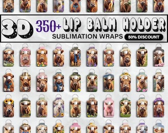 350 + Highland Kuh Lippenbalsamhalter Wraps, dünner Lippenbalsamhalter, Lippenbalsam Sublimationsdesign, Lippenbalsamhalter PNG, Western Kuh Lippenbalsam Wraps