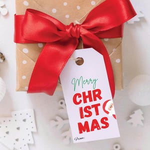 Merry Christmas Gift Tag Printable, Holiday Party Favor Tag, Printable Christmas Gift Tag, Editable Christmas Gift Tag Download, Pdf