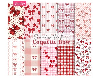 Coquette Bow Seamless Pattern, Pink Watercolor Bows, Rose Floral Digital Paper, Preppy Pattern, Bow Digital Design, Spring Seamless Files