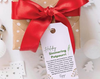 Christmas Simmer Pot Tag, Printable Simmering Pot Tags, Holiday Stovetop Potpourri Gift Tag, Printable Holiday Favor Tag Template, pdf