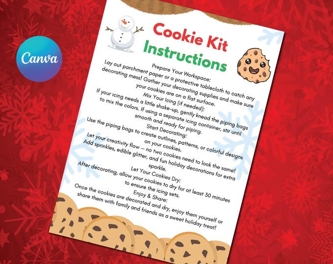 Editable Cookie Kit Instructions Cookie Decorating Party DIY Cookie Kit ...