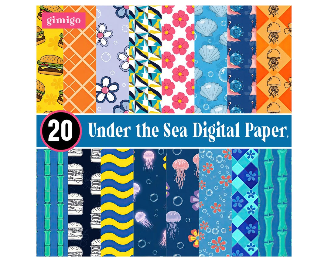 Under the Sea Digital Paper, Scrapbook Sea, Under the Sea Digital ...