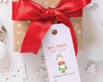 Christmas Treat Tags, Mrs. Claus Bake Shop, Cookie Tags, Christmas Baking Gift Tag, Teacher Gift, Baking Tags, Neighbor Gift, Mrs Claus Tag