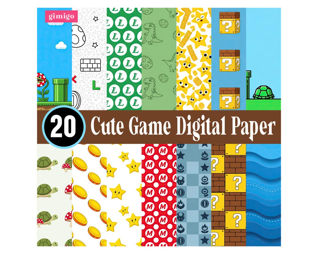 Video Game Paper.pdf Video Game Digital Papers, Brothers Game Digital Paper, Scrapbook ...
