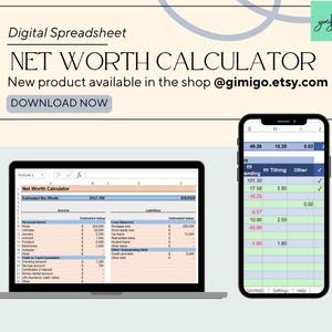 Persönlicher vermögender Tracker | Excel & Google Sheets Vorlage | Jährlicher Reinvermögen-Rechner, Finanzplaner, Aktiva/Passiva-Dashboard