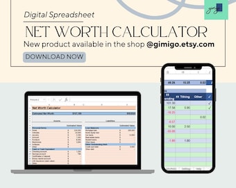 Persönlicher vermögender Tracker | Excel & Google Sheets Vorlage | Jährlicher Reinvermögen-Rechner, Finanzplaner, Aktiva/Passiva-Dashboard