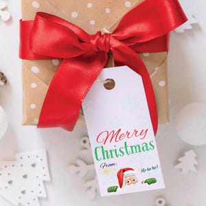 Minimalist Merry Christmas Gift Tag Template, Instant Download, Simple Elegant Script Tag, Printable Modern Holiday Party Favor Tag, Pdf