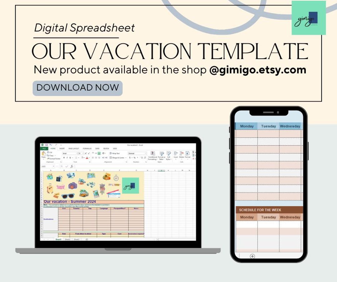 Vacation & Travel Planner | Google Sheets Itinerary | Budget Template ...
