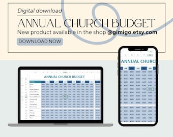 Annual Church Budget Spreadsheet | Excel Template | Financial Planner | Debt Snowball | Subscription Tracker | Income Management