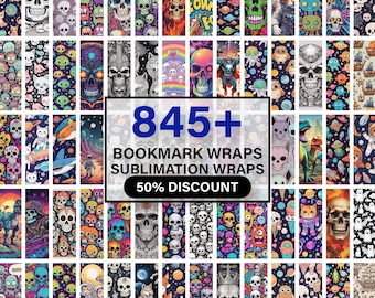 Bookmark Sublimation Bundle, Bookmark Mega Bundle, Bookmark Png Wraps, Skull Wraps, Bookmark Sublimation Png Wraps, Bookmark Designs