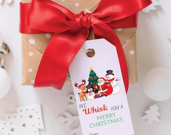 We Whisk You A Merry Christmas Tag, Christmas Favor Tags, Christmas Baking Gift Tag, Christmas Whisk Gift Tag, Printable Christmas Treat Tag