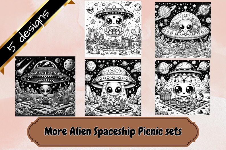 Charming Coloring Book Spaceship Picnic: A Cute Coloring Book Adventure ...