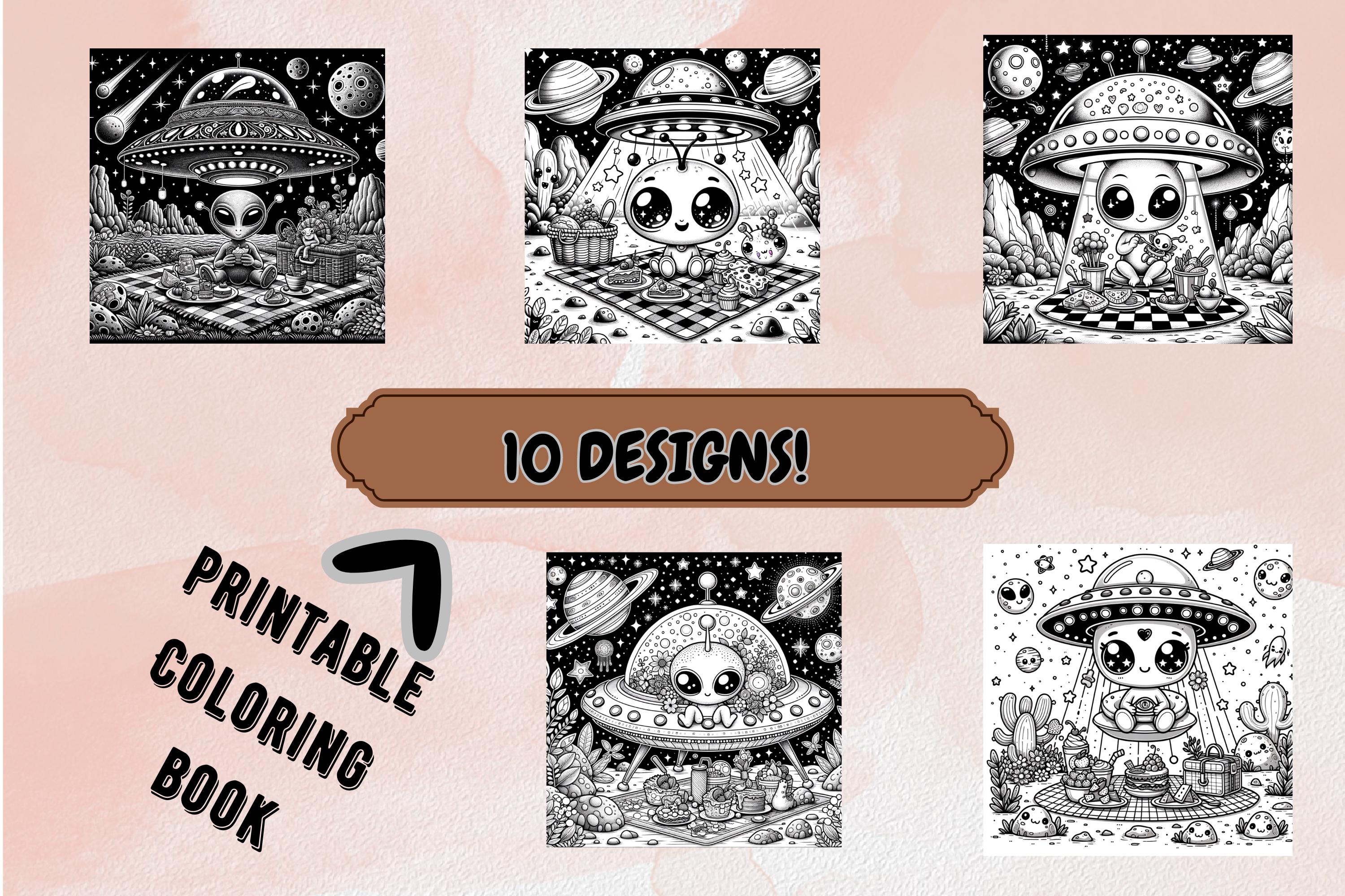 Charming Coloring Book Spaceship Picnic: A Cute Coloring Book Adventure ...
