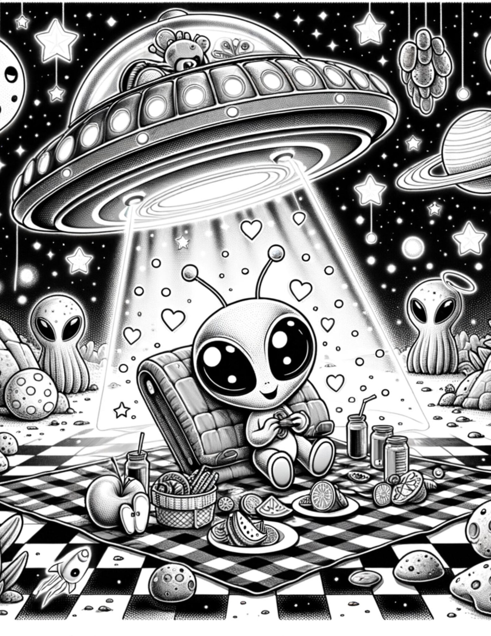 Charming Coloring Book Spaceship Picnic: A Cute Coloring Book Adventure ...