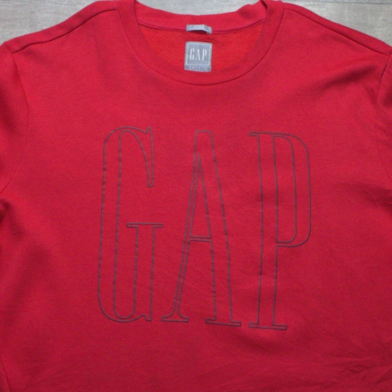Vintage Gap Sweats Sweatshirt Mens Large Red Spell Out Logo Silver