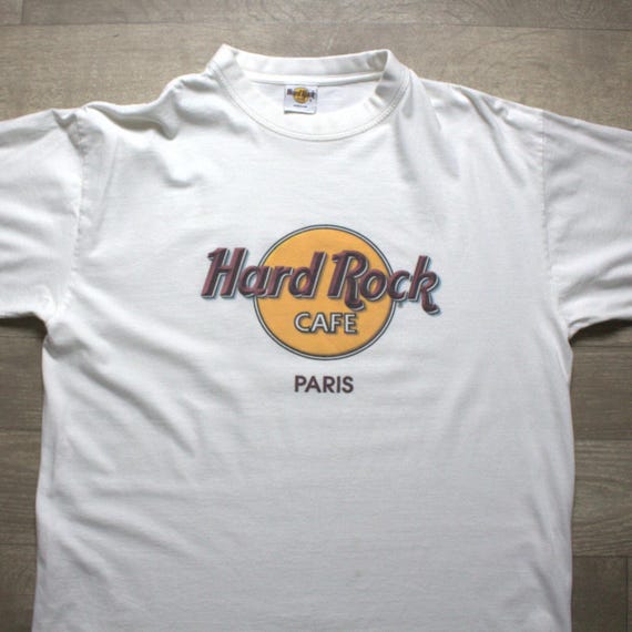 Vintage Hard Rock Cafe Paris T-shirt M White Tee Classic Logo