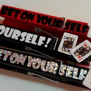 Set of 3 “Bet on yourself” playing card cheer pins