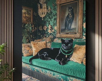 Canvaskunst met smaragdgroene panter: decor in maximale juweelkleur
