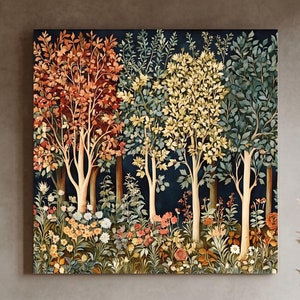 William Morris Canvastavla Höstskog: Vintage botaniskt tryck