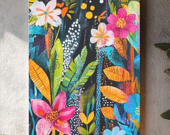 Abstrakter Blumen-Leinwanddruck: Lebendige botanische Wandkunst, moderne Wohndekoration