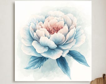 Peony Canvas Print: Hand-Drawn Watercolor Floral Wall Art