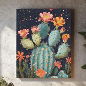 Cactus Flower Canvas Print: Southwestern Desert Botanical Wall Art