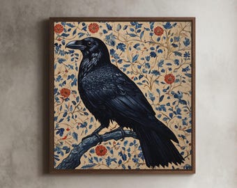 William Morris Black Raven Canvas Print: Vintage Gothic Wall Art