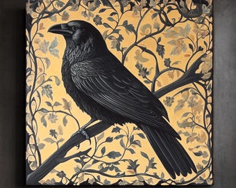 William Morris Raven Canvas Art Print: Vintage Gothic Decor