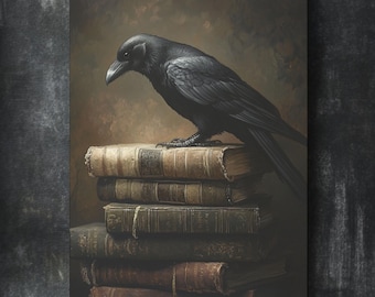 Viktorianischer Rabe als Leinwanddruck: Gothic Dark Academia Wandkunst