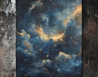 Mystical Stardust Canvas Art: Celestial Galaxy Painting