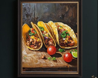 Rustic Taco Kitchen Print: Vintage Mexican Food Still Life