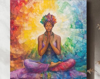Arte em tela dos chakras do divino feminino: decoração de parede da Deusa Espiritual