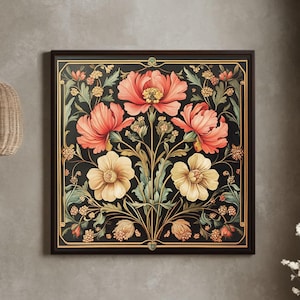 William Morris Floral Canvas Print: Art Nouveau Botanical Wall Art