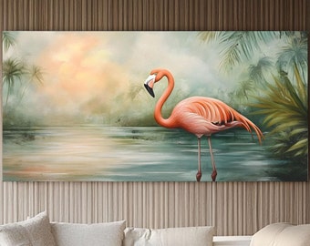 Pink Flamingo Canvas Print: Tropical Bird Wall Art